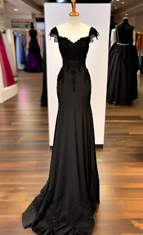 Elegant Black Beading Mermaid Long Formal Evening Party Dress DP3877 Tunics Running lightweight