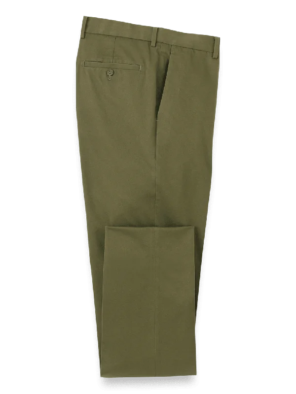 Non-Iron Cotton Stretch Twill Pant - Dark Olive Lightweight Linen Pants