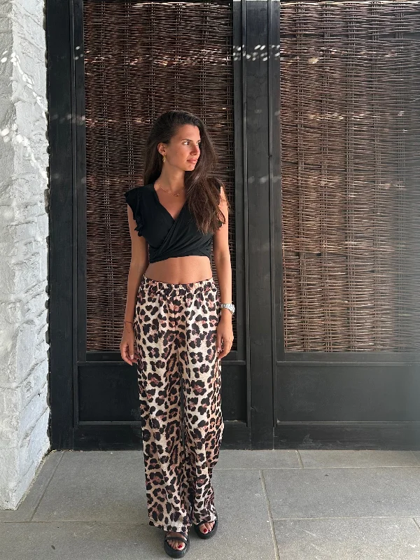 Melisa Leopard Pants Classic Pleated Pants