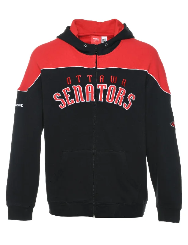 Black Ottawa Senators Printed Hoodie - L Hoodie with Hem Detail Decorative Unique