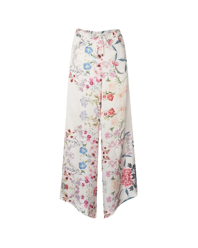 Bloom White Floral Pants Casual Sweatpants Style