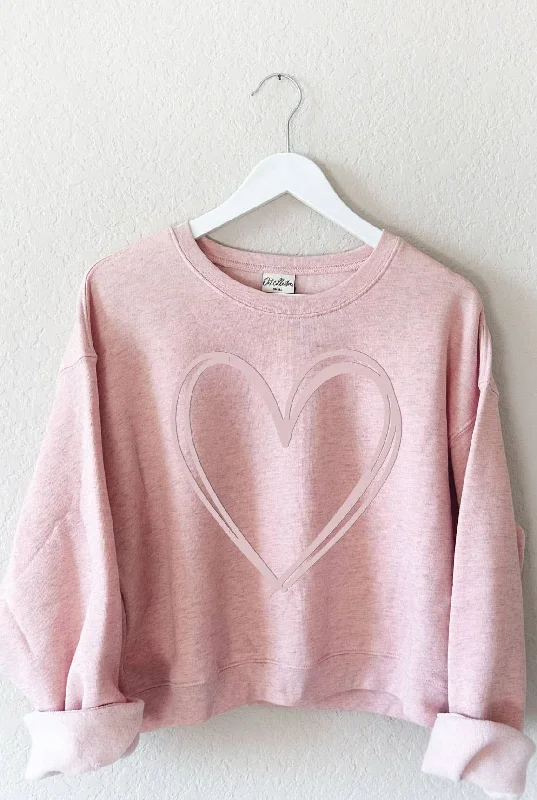 Heart Puff Graphic Sweatshirt Zip Hoodie Drawstring Kangaroo Pocket