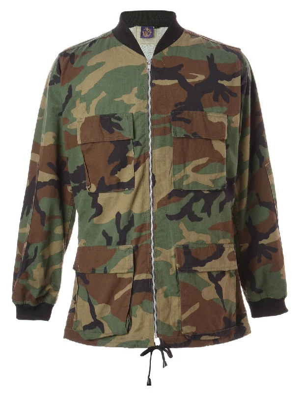 Reworked Workwear Jackson Camo Bomber Jacket - S Colorful Patch Bomber