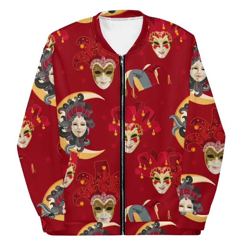 Mardi Gras Red Jester Unisex Bomber Jacket Streetwear Crop Bomber