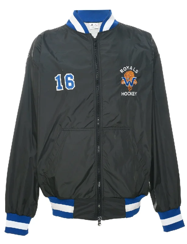 Zip Front Royals Hockey Bomber Jacket - XL Relaxed Fit Bomber