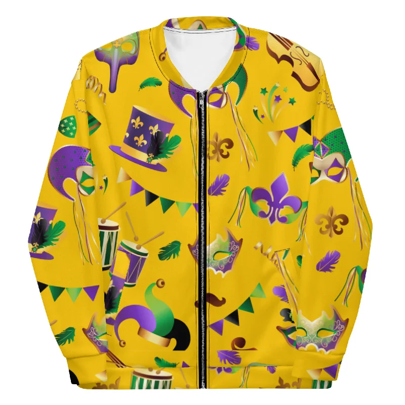 Mardi Party Gold Unisex Bomber Jacket Retro Baseball Bomber