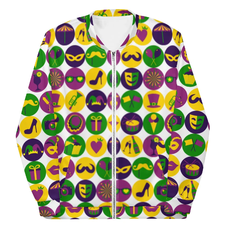 Girl's Just Wanna Have Mardi Gras Unisex Bomber Jacket Soft Touch Bomber