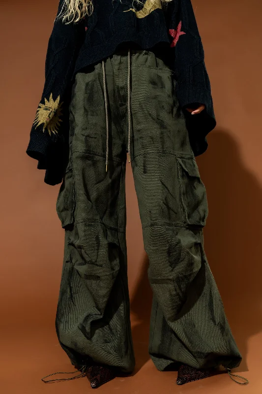 You Don't Own Me Ultra Wide Leg Cargo Pants Comfy High-Waist Jeans