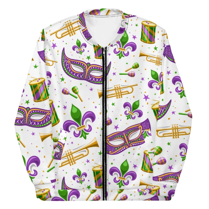 Mardi Gras Long Night Unisex Bomber Jacket Embroidered Floral Bomber