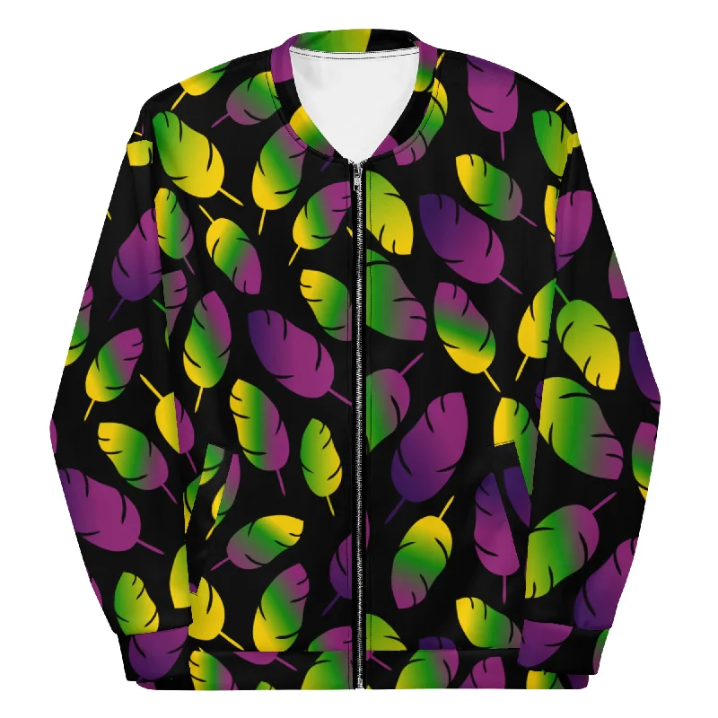 Mardi Gras Too Fly Unisex Bomber Jacket Edgy Moto Bomber