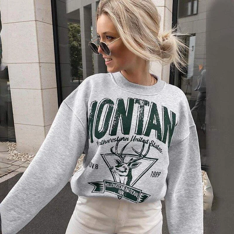 Montana Sweatshirt Hoodie with Toggle Buttons Decorative Unique