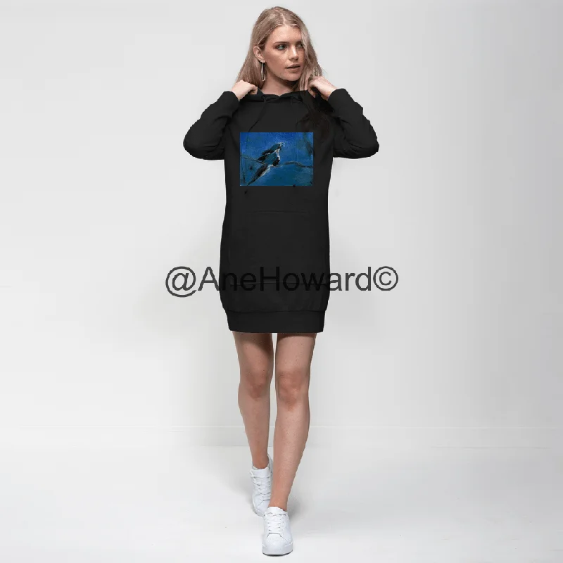 Blue Bird Premium Cotton Hoodie Dress Hoodie Dress Longline Feminine