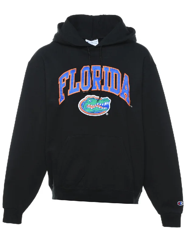 Black Champion Florida Hoodie - M Hoodie with Side Slits Relaxed Casual