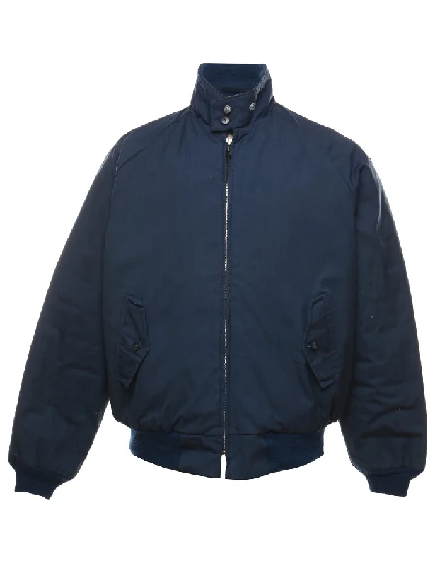 Navy Zip-Front Bomber Jacket - L Fluffy Teddy Bomber