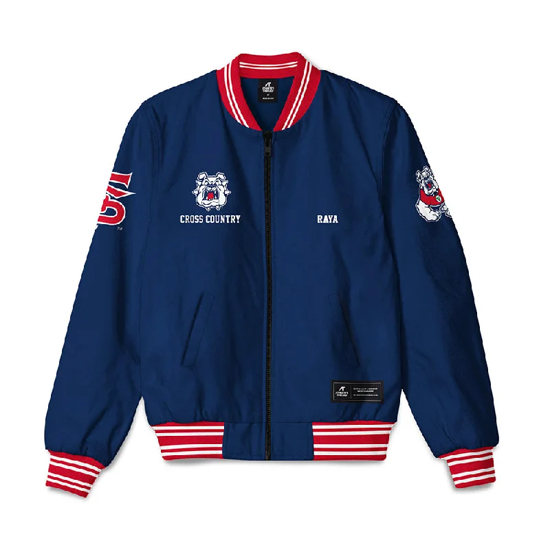 Fresno State - NCAA Women's Cross Country : Crystal Raya -  Bomber Jacket Bold Oversized Bomber