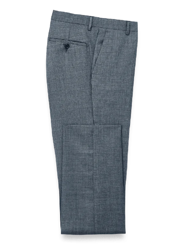 Wool Sharkskin Pants - Blue Modern Bootcut Pants