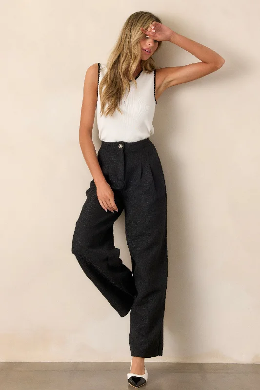 Glass Half Full Black Tweed Pants Classic Chino Pants