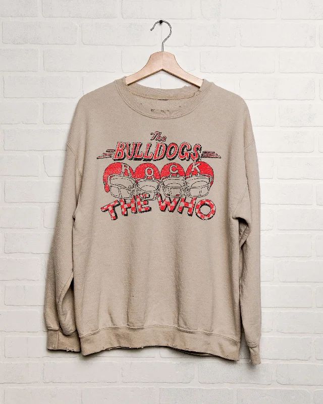 The Who Georgia Bulldogs Rock Sand Thrifted Sweatshirt Hoodie with Turtle Neck Cozy Winter