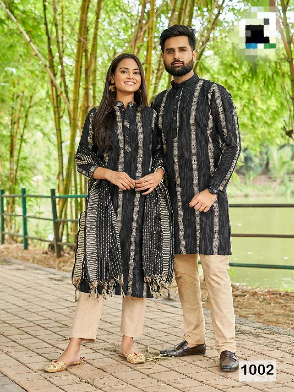 Occasion Special Couple combo of Kurta with Pajama & Kurti with Pants & Dupatta Dress Lightweight Linen Pants