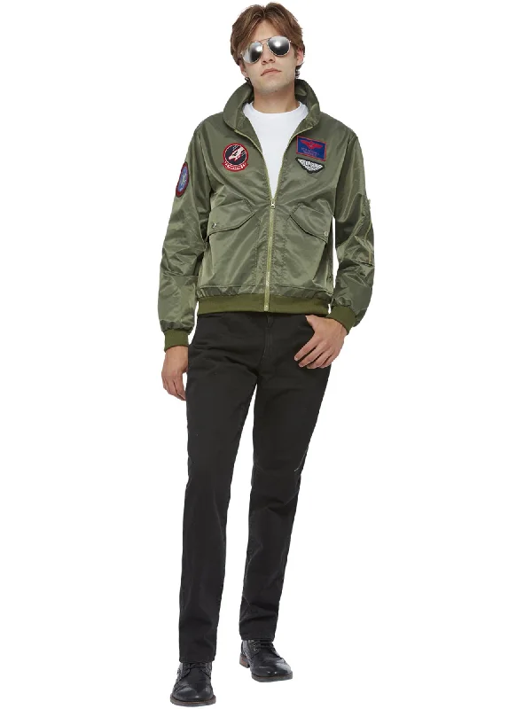 Top Gun Maverick Bomber Jacket, Green Soft Fleece Bomber