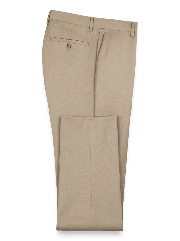 Wool Gabardine Pants - Tan Casual Drawstring Pants