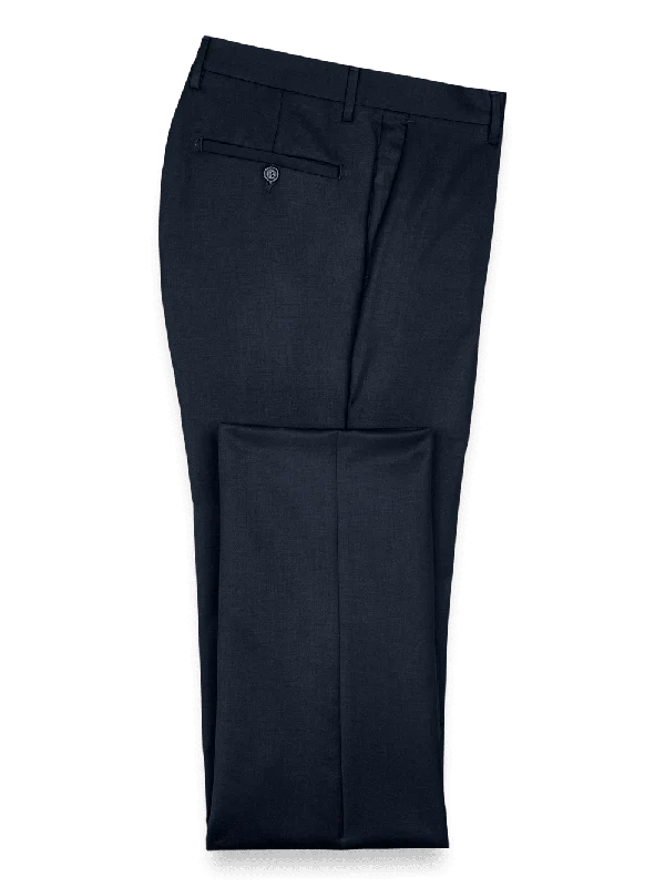 Wool Gabardine Pants - Dark Navy Chic Wool Trousers