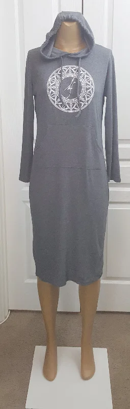 Gray and White Hoodie Tunic/Dress Hoodie with Lining Warm Insulated