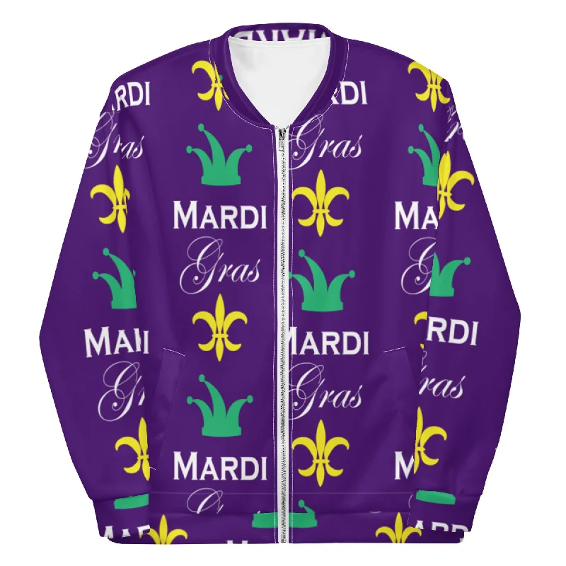 Purple Haze Mardi Gras Unisex Bomber Jacket Classic Navy Bomber