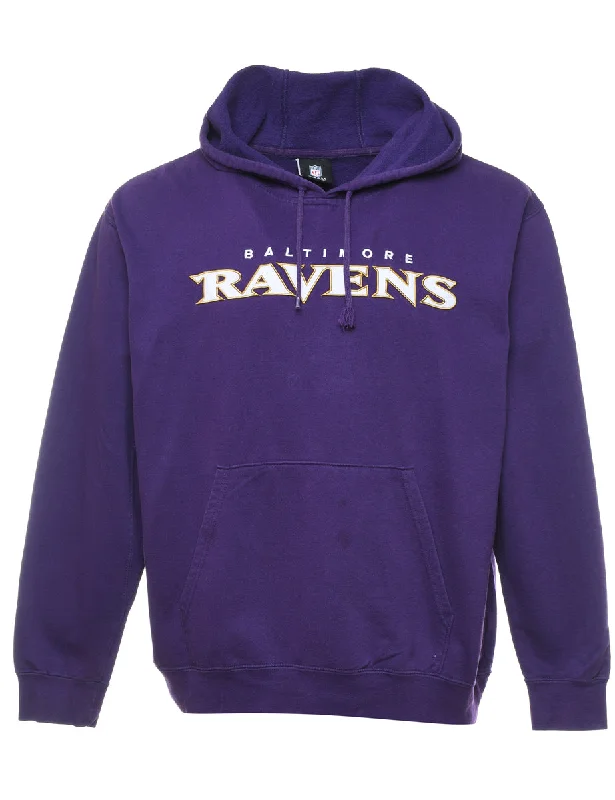 NFL Ravens Hooded Purple Hoodie - L Hoodie with Tied Waist Feminine Flattering