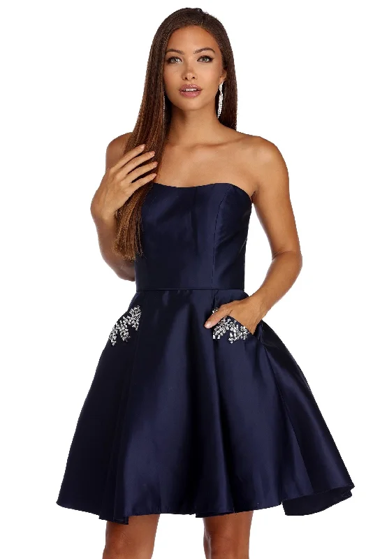 Noelle Formal Stylish Satin Party Dress Tunics Evening elegant