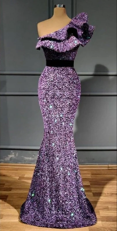 Purple sequin Long Prom Dresses,Graduation School Party Dress       cg23297 Tunics Prom sequined