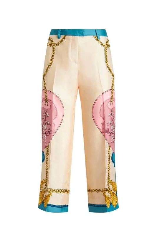 Etro Scarf Print Silk Pants - Pink High-Waist Jeans