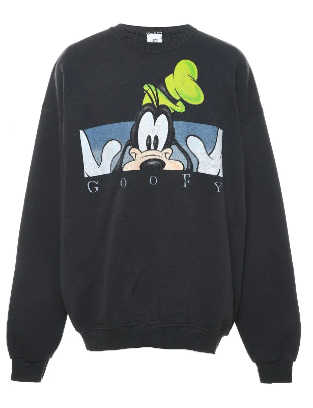 Goofy Design 1990s Cartoon Sweatshirt - XL Hoodie with Lining Warm Insulated