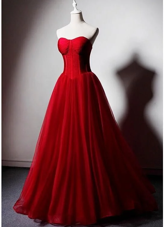 Red Sweetheart Tulle Ball Gown Floor Length Formal Dress, Red Tulle Evening Dress Party Dress Prom Dresses Princess Dress       cg23076 Tunics New arrival