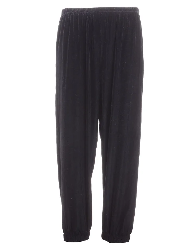 Reworked Velvet Track Pants - W26 Comfortable Wide-Leg Pants