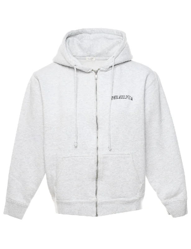 Marl Grey Hooded Sweatshirt - M Hoodie with Monochrome Minimalist Simple