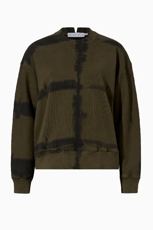 Proenza Schouler White Label Blake Tie Dye Sweatshirt - Sencha/ Black Hoodie with Tie-Dye Psychedelic Retro