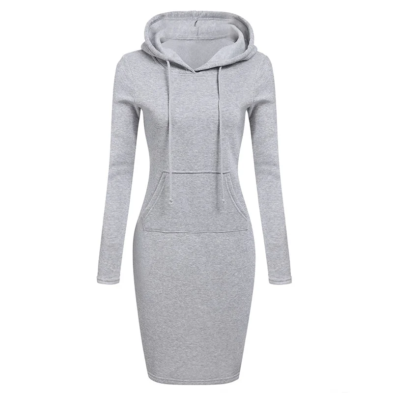 Zebery Autumn Winter Warm Sweatshirt Long-sleeved Dress 2018 Woman Clothing Hooded Collar Pocket Design Simple Woman Dress Hoodie with Camouflage Military Edgy