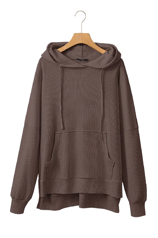 All-Season Waffle Knit Hoodie Hoodie with Half-Zip Sporty Casual