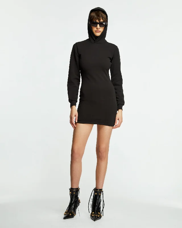 Fitted Hoodie Dress Hoodie with Puffed Sleeves Voluminous Trendy