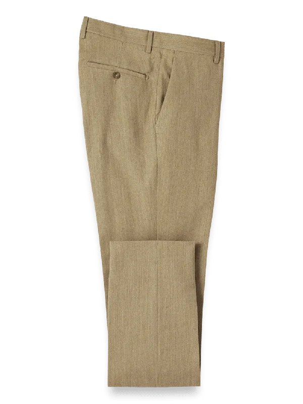 Wool Flannel Pants - Camel Chic Slim Fit Pants