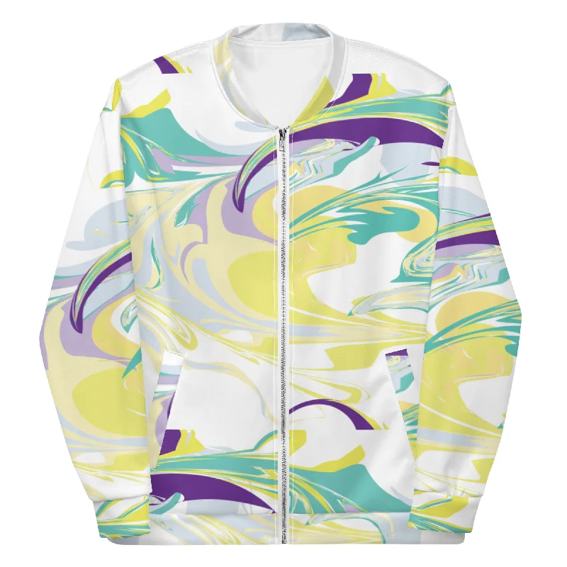 Mardi Gras Dizzy White Unisex Bomber Jacket Urban Style Bomber