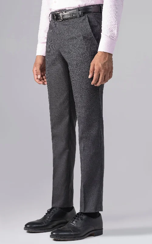 DRESS PANT  SLIM FIT CHARCOAL GREY SELF Formal Linen Trousers