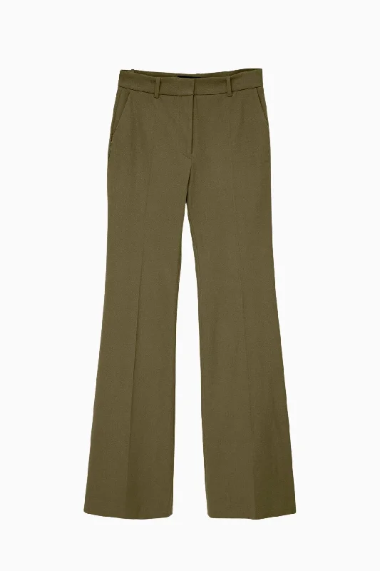 Joseph Stretch Tafira Pant - Dark Olive Stylish Paperbag Waist Pants