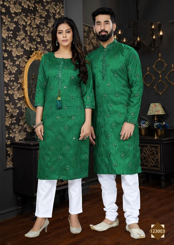 Occasion Special Couple Combo of Kurta with Payjama and Kurti with Pants High-Waist Jeans