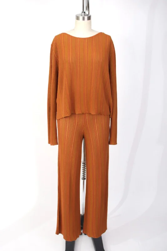 Paloma Wool Pumpkin Spice Striped Pant Set Chic Faux Leather Pants