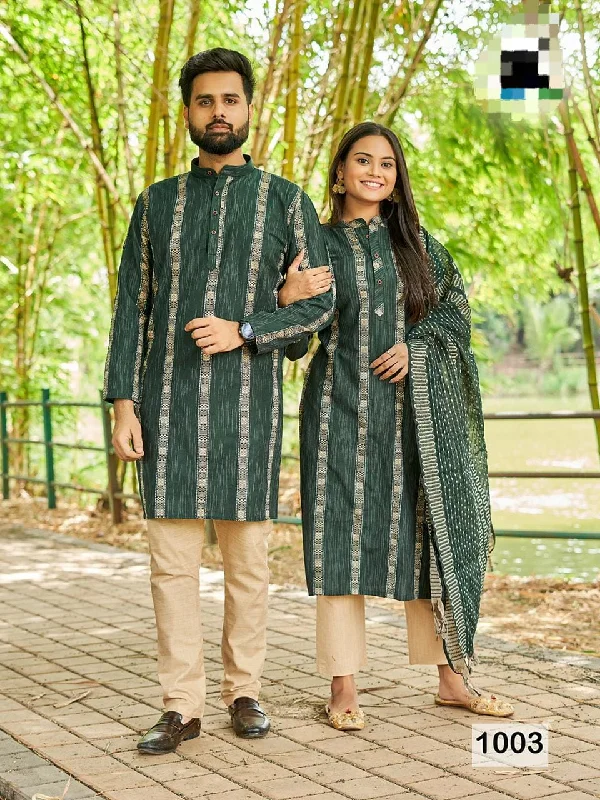 Occasion Special Couple combo of Kurta with Pajama & Kurti with Pants & Dupatta Dress Comfortable Cargo Pants