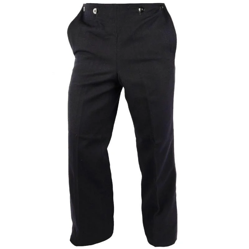 German Navy Gabardine Dress Pants Elegant High-Waist Pants