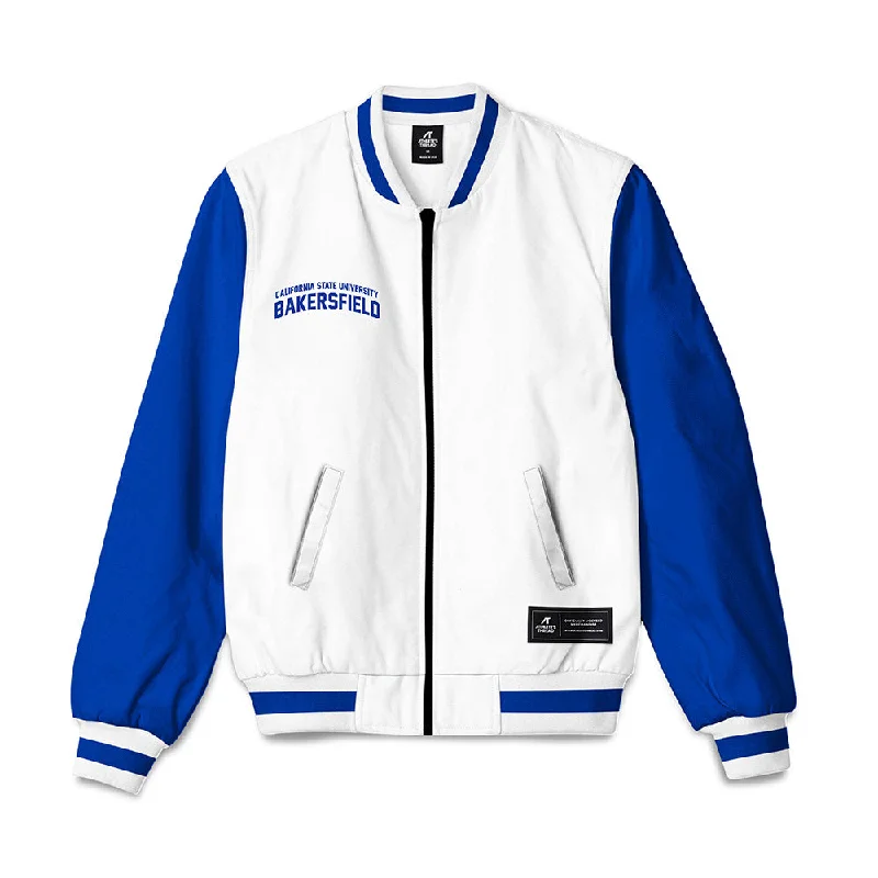 CSU Bakersfield - NCAA Women's Cross Country : Crystal Torrecillas - Bomber Jacket Striped Ribbed Bomber