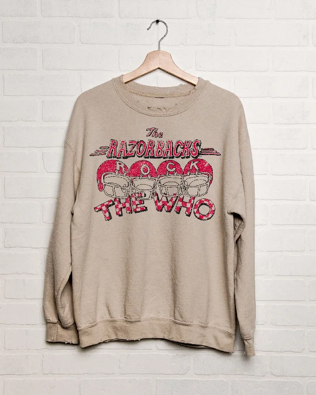 The Who Razorbacks Rock Sand Thrifted Sweatshirt Hoodie with Mock Neck Collared Structured